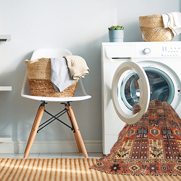 Machine Washable Traditional Sand Brown Rug in a Washing Machine, wshtr4082