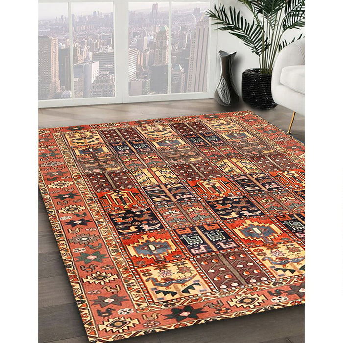 Machine Washable Traditional Sand Brown Rug in a Family Room, wshtr4082