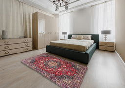 Traditional Pink Medallion Rug in a Bedroom, tr4083