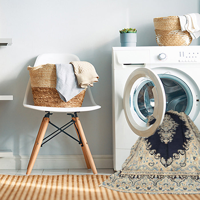 Machine Washable Traditional Khaki Gold Rug in a Washing Machine, wshtr4085