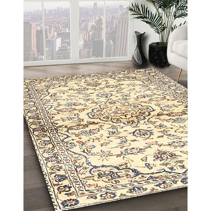 Machine Washable Traditional Dark Almond Brown Rug in a Family Room, wshtr4087