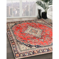 Traditional Fire Brick Red Medallion Rug, tr408