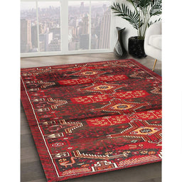 Traditional Sienna Brown Persian Rug in Family Room, tr4091