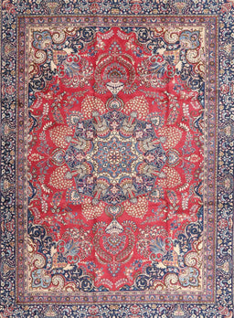 Machine Washable Traditional Brown Red Rug, wshtr4097