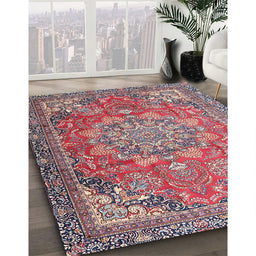 Machine Washable Traditional Brown Red Rug in a Family Room, wshtr4097