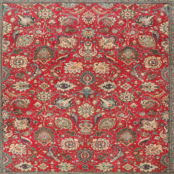 Round Machine Washable Traditional Red Rug, wshtr4098