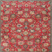 Round Machine Washable Traditional Red Rug, wshtr4098