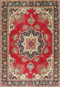 Machine Washable Traditional Tomato Red Rug, wshtr4099