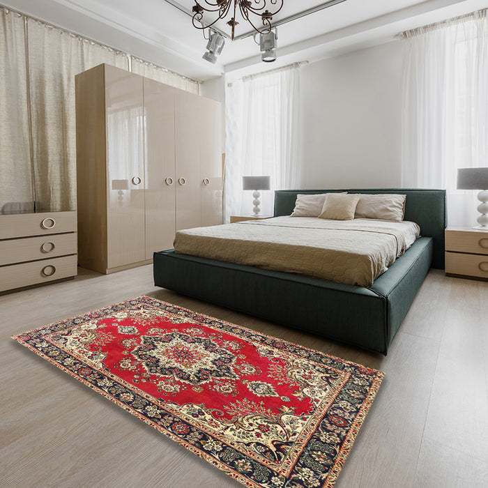 Traditional Red Medallion Rug in a Bedroom, tr4099