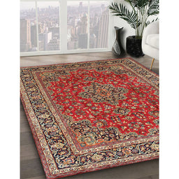 Traditional Orange Brown Medallion Rug in Family Room, tr40