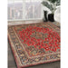 Traditional Orange Brown Medallion Rug in Family Room, tr40