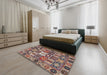 Traditional Light French Beige Brown Persian Rug in a Bedroom, tr4102