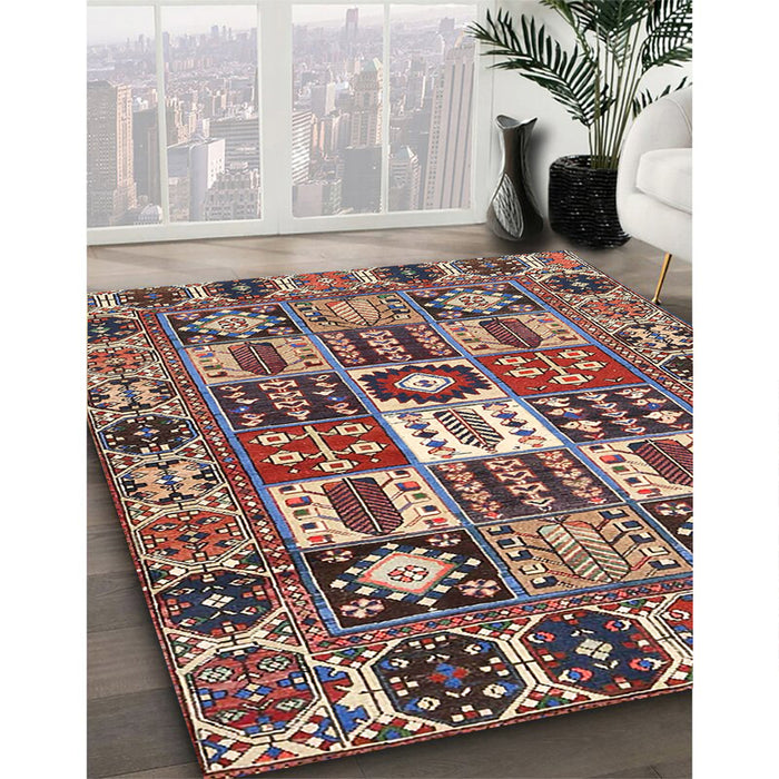 Machine Washable Traditional Light French Beige Brown Rug in a Family Room, wshtr4102
