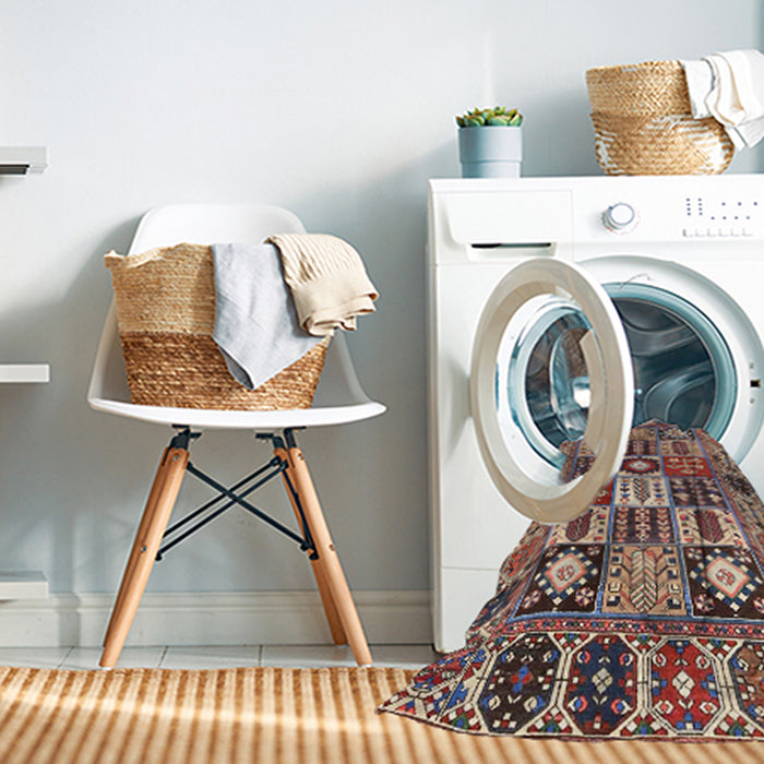 Machine Washable Traditional Light French Beige Brown Rug in a Washing Machine, wshtr4102