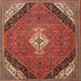 Square Traditional Copper Red Pink Medallion Rug, tr4104