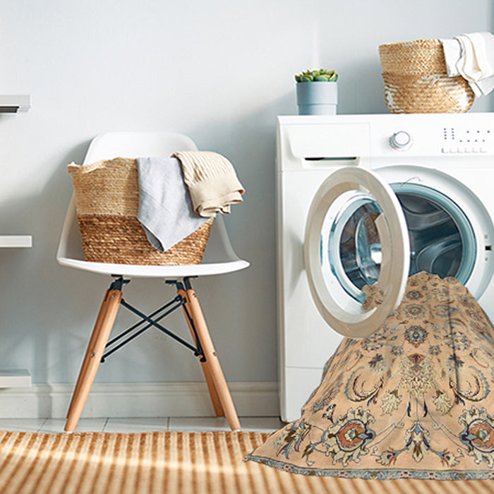 Machine Washable Traditional Copper Brown Rug in a Washing Machine, wshtr4107