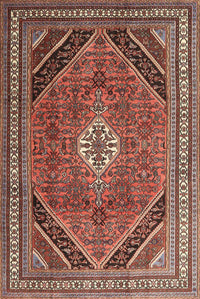 Machine Washable Traditional Saffron Red Rug, wshtr4108