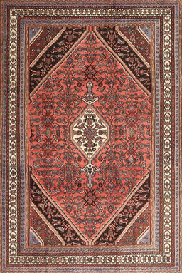 Machine Washable Traditional Saffron Red Rug, wshtr4108