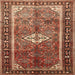 Round Machine Washable Traditional Saffron Red Rug, wshtr410