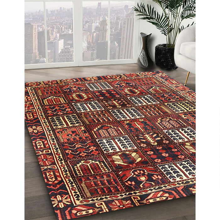 Traditional Saffron Red Persian Rug in Family Room, tr4114