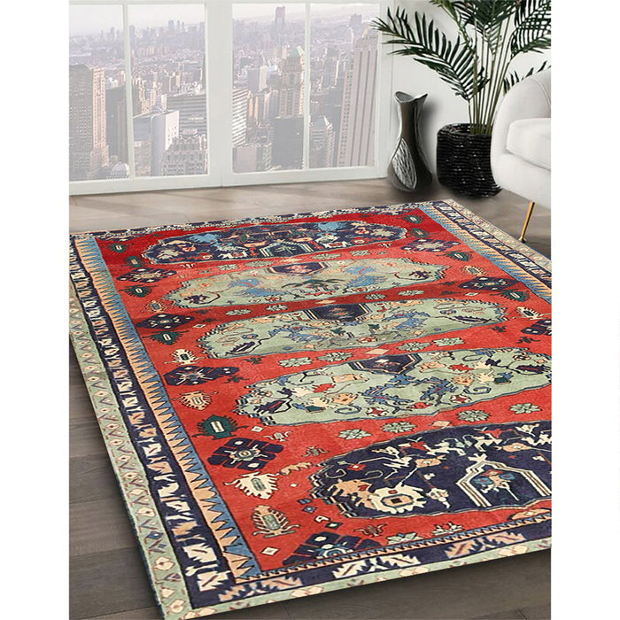 Traditional Brown Red Persian Rug in Family Room, tr4116