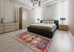 Machine Washable Traditional Brown Red Rug in a Bedroom, wshtr4116