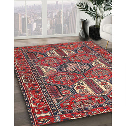 Machine Washable Traditional Dark Almond Brown Rug in a Family Room, wshtr4117