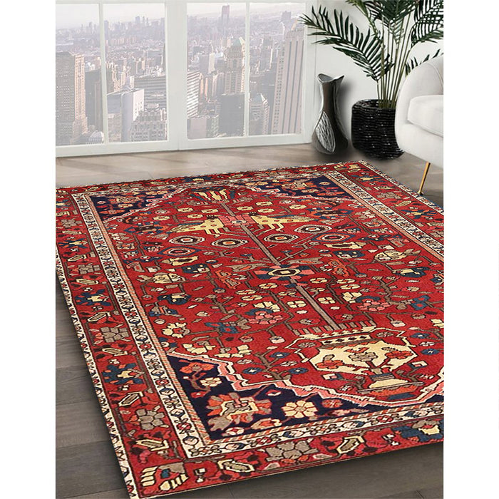 Machine Washable Traditional Orange Salmon Pink Rug in a Family Room, wshtr4118
