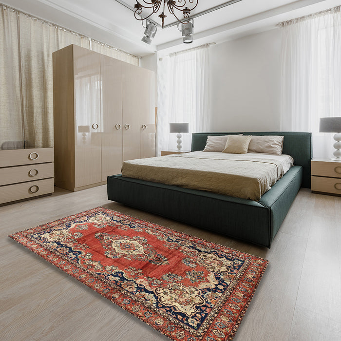 Traditional Red Medallion Rug in a Bedroom, tr411