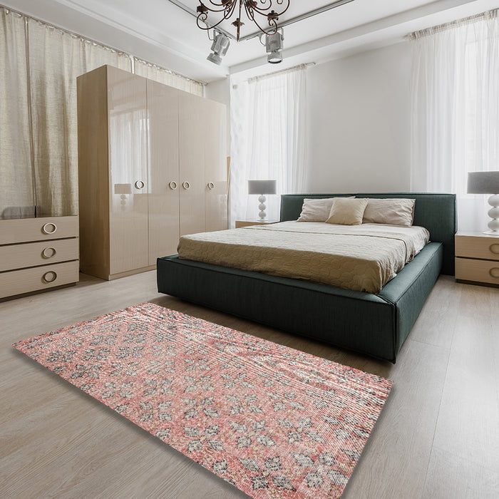 Traditional Rust Pink Persian Rug in a Bedroom, tr4120