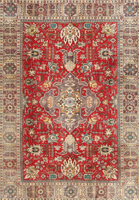 Machine Washable Traditional Red Rug, wshtr4124