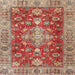 Round Machine Washable Traditional Red Rug, wshtr4124