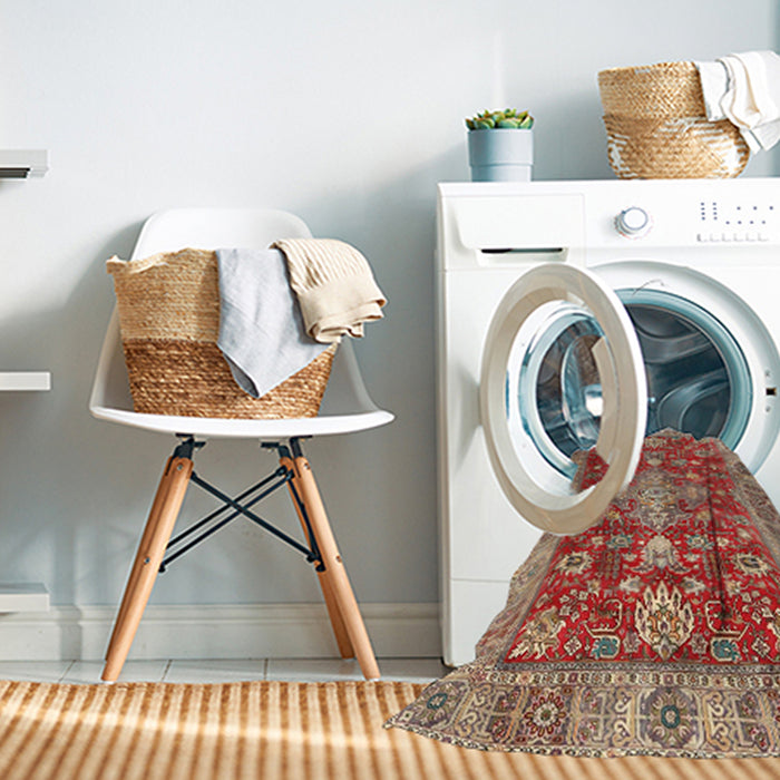 Machine Washable Traditional Red Rug in a Washing Machine, wshtr4124