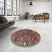 Round Traditional Camel Brown Persian Rug in a Office, tr4126