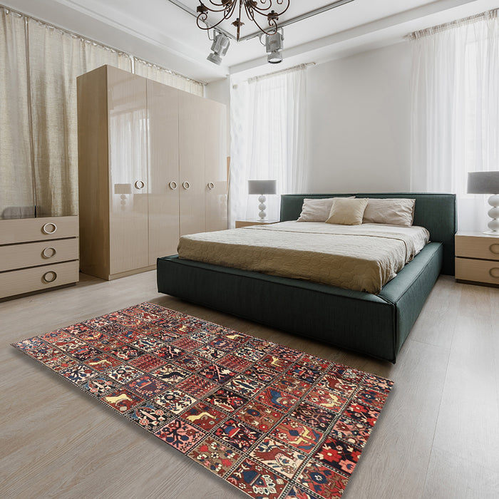 Traditional Camel Brown Persian Rug in a Bedroom, tr4126