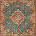 Square Traditional Dark Sienna Brown Medallion Rug, tr4127