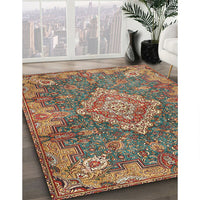 Traditional Dark Sienna Brown Medallion Rug, tr4127