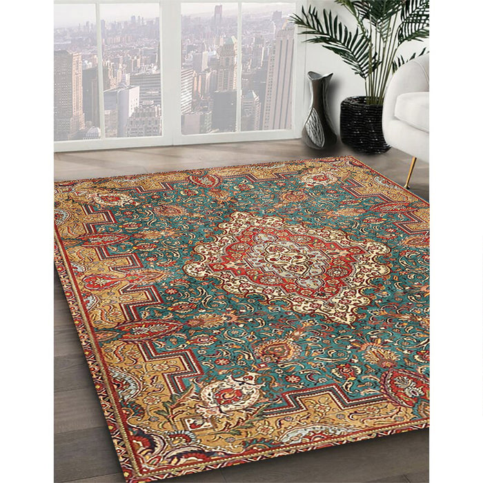 Machine Washable Traditional Dark Sienna Brown Rug in a Family Room, wshtr4127