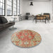 Round Traditional Brown Gold Persian Rug in a Office, tr412