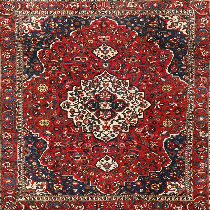 Square Traditional Dark Almond Brown Medallion Rug, tr4130