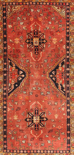 Machine Washable Traditional Orange Rug, wshtr4132