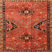 Round Machine Washable Traditional Orange Rug, wshtr4132