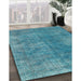 Machine Washable Traditional Dark Cyan Green Rug in a Family Room, wshtr4135