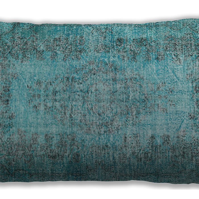Traditional Classic Rectangular Deep-Sea Green Lumbar Throw Pillow, 13 inch by 19 inch, lbtr4136