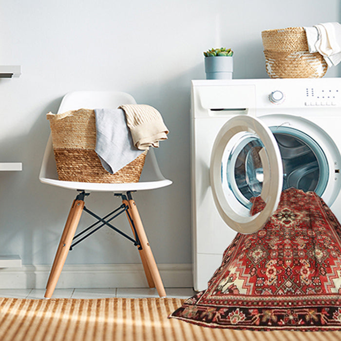 Machine Washable Traditional Tomato Red Rug in a Washing Machine, wshtr4138