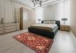 Machine Washable Traditional Tomato Red Rug in a Bedroom, wshtr4138