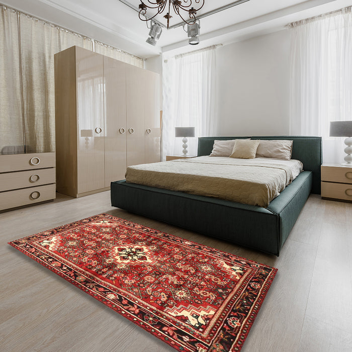 Traditional Red Persian Rug in a Bedroom, tr4138