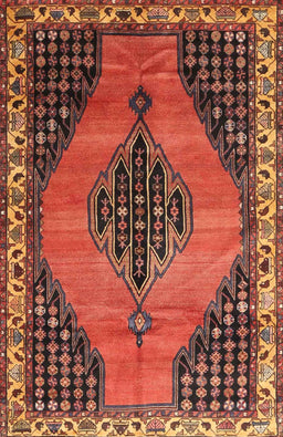 Machine Washable Traditional Tomato Red Rug, wshtr4139