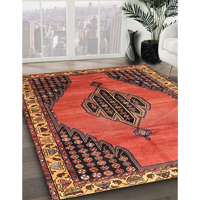 Machine Washable Traditional Tomato Red Rug in a Family Room, wshtr4139