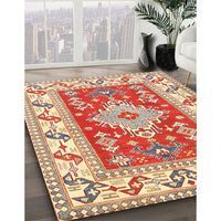 Traditional Brown Gold Geometric Rug, tr413